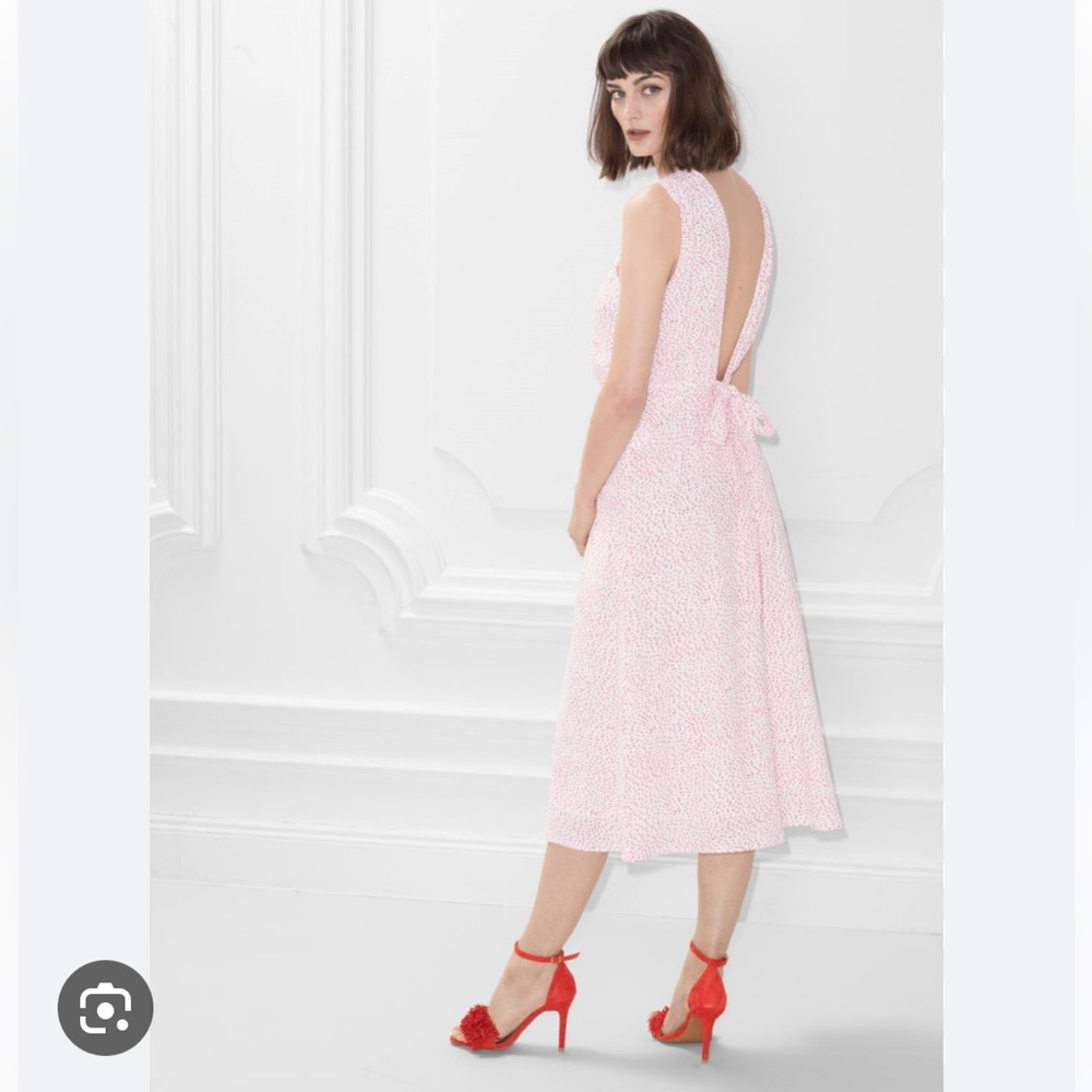& other stories cross front dress, pink floral, size 6